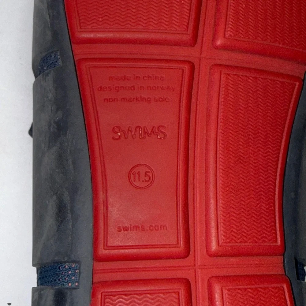 Swims Braided Lace Loafer Mens 11.5 Navy Blue‎ Red Rubber Mesh Boat Shoes